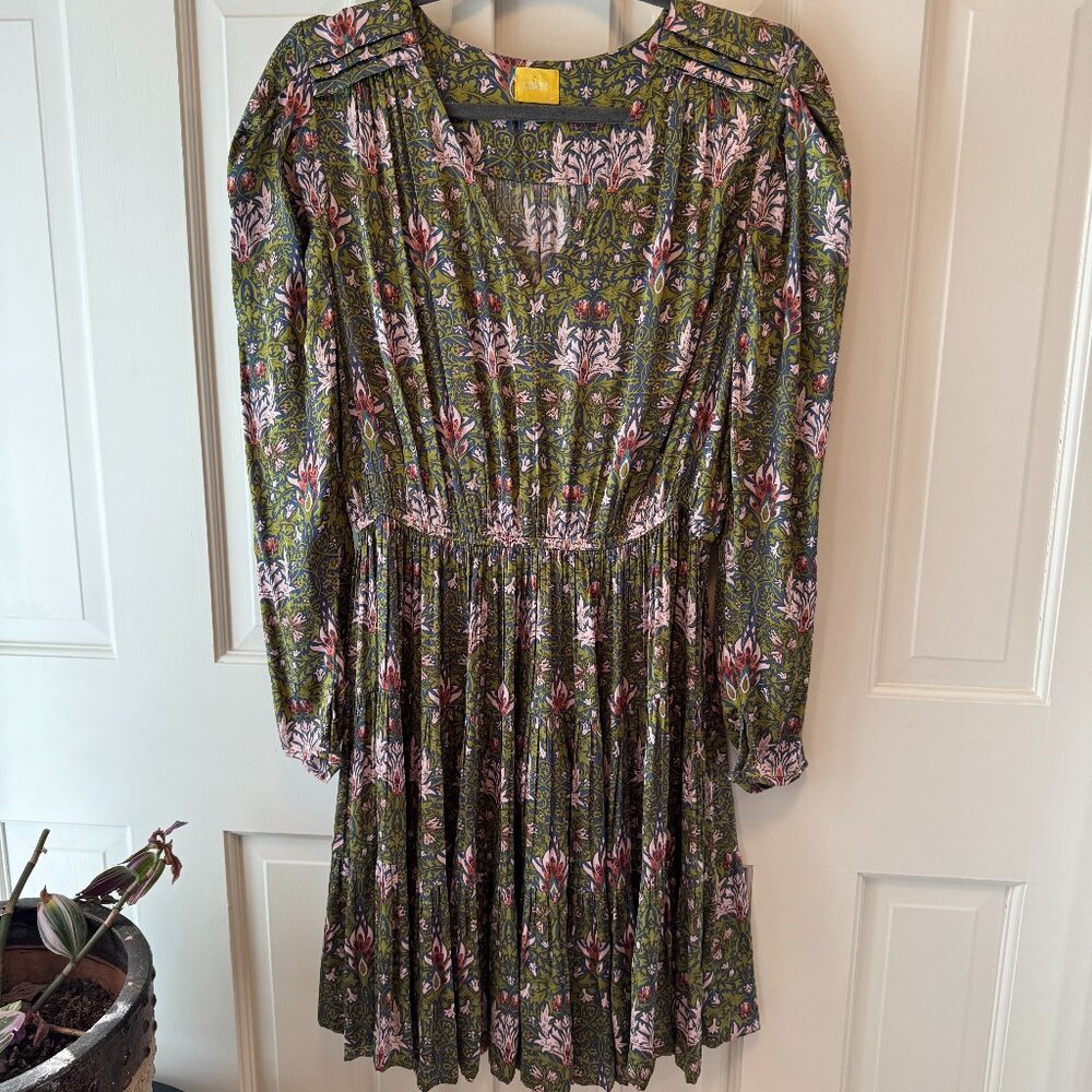 Olive & Pink Short Dress with Sleeves